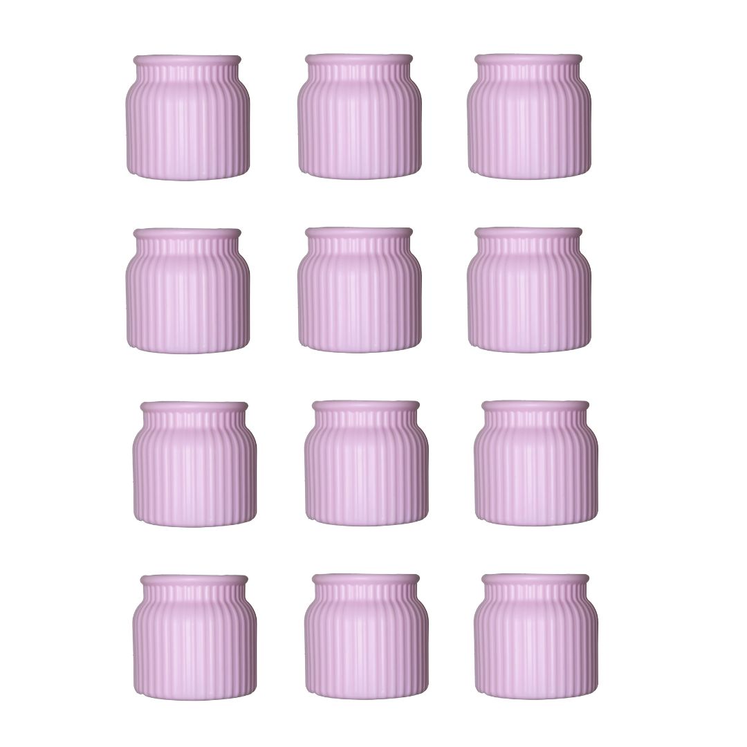 Set of 12 - 4 Inch Purple Lilac Puff Tesla Elvo Plastic Vase