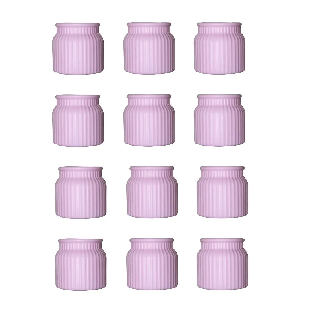 Set of 12 - 4 Inch Purple Lilac Puff Tesla Elvo Plastic Vase