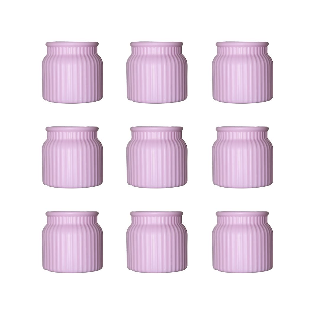 Set of 9 - 4 Inch Purple Lilac Puff Tesla Elvo Plastic Vase