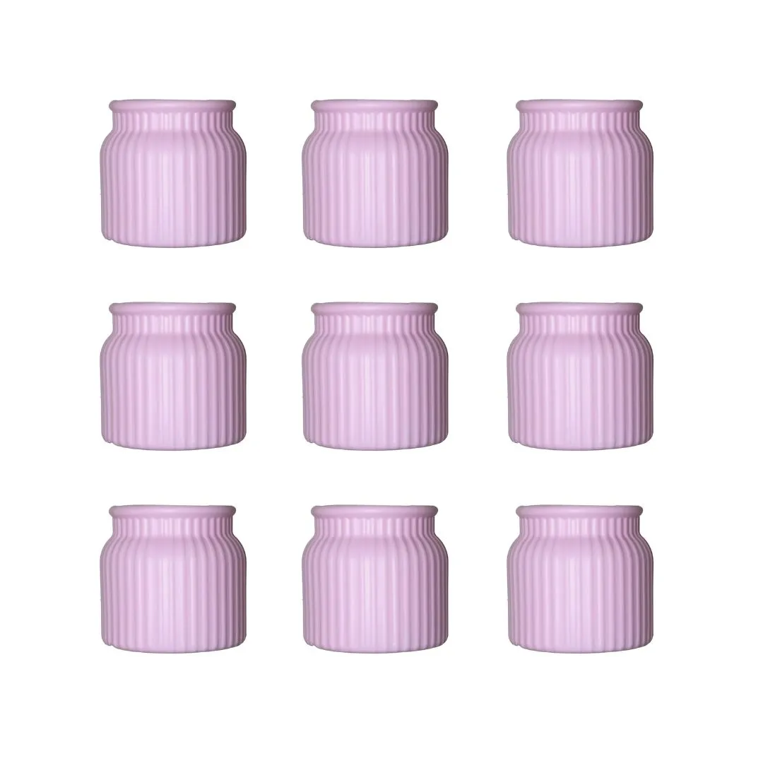 Set of 9 - 4 Inch Purple Lilac Puff Tesla Elvo Plastic Vase