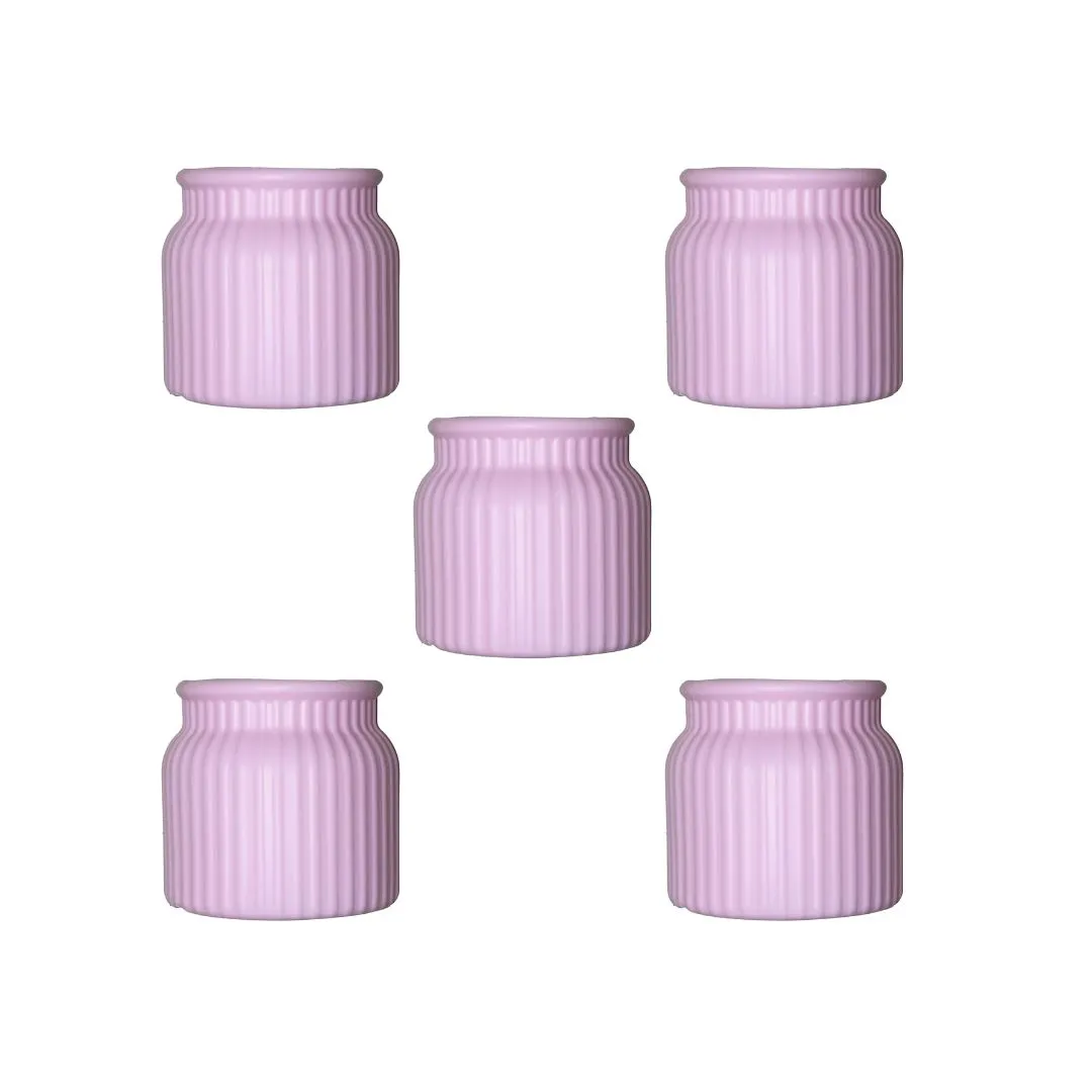 Set of 5 - 4 Inch Purple Lilac Puff Tesla Elvo Plastic Vase