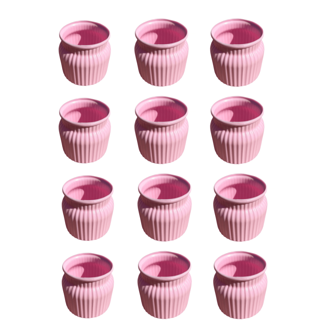 Set of 12 - 4 Inch Pink Bubblegum Bliss Elvo Plastic Vase