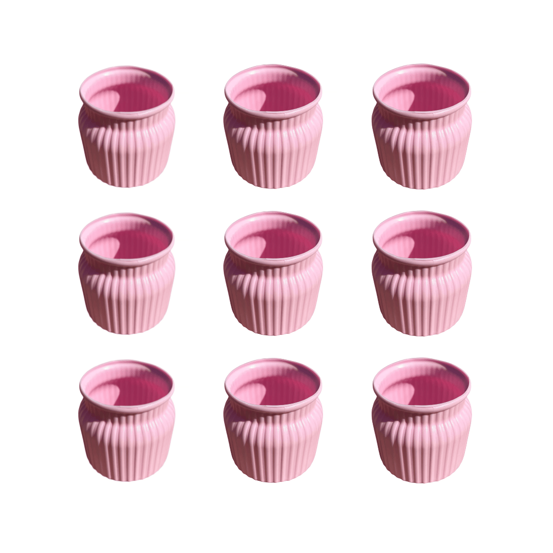 Set of 9 - 4 Inch Pink Bubblegum Bliss Elvo Plastic Vase