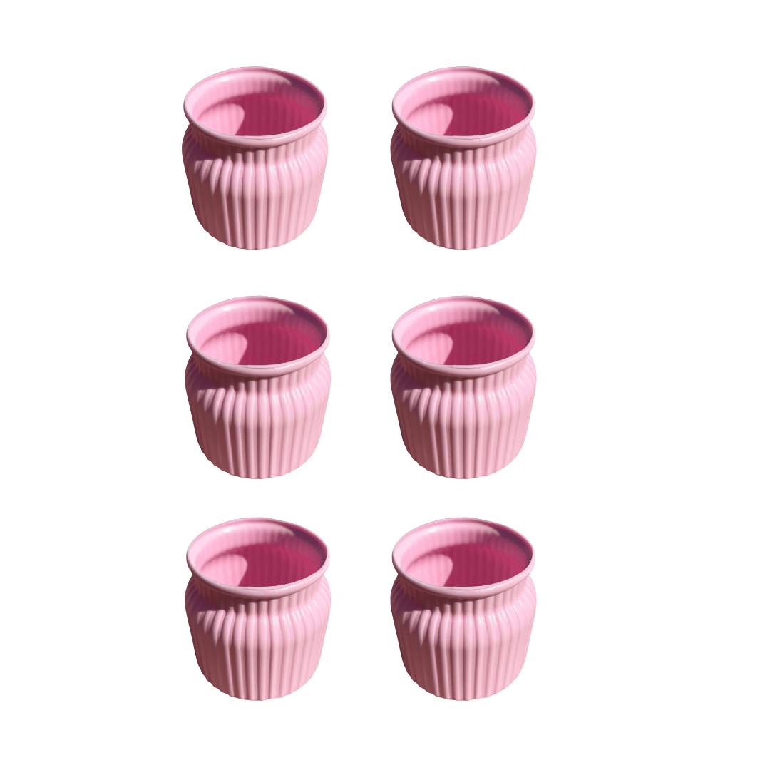 Set of 6 - 4 Inch Pink Bubblegum Bliss Elvo Plastic Vase