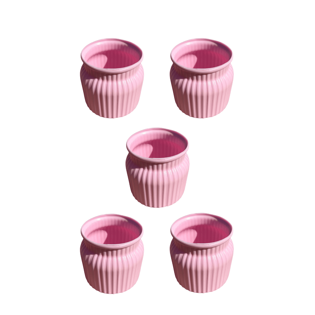 Set of 5 - 4 Inch Pink Bubblegum Bliss Elvo Plastic Vase