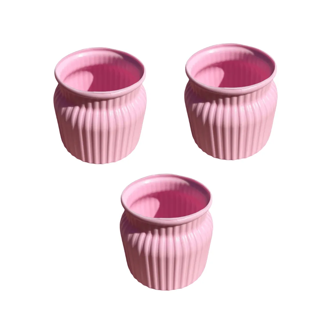 Set of 3 - 4 Inch Pink Bubblegum Bliss Elvo Plastic Vase