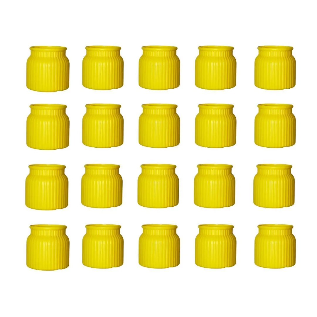 Set of 20 - 4 Inch Lemon Yellow Tesla Elvo Plastic Vase