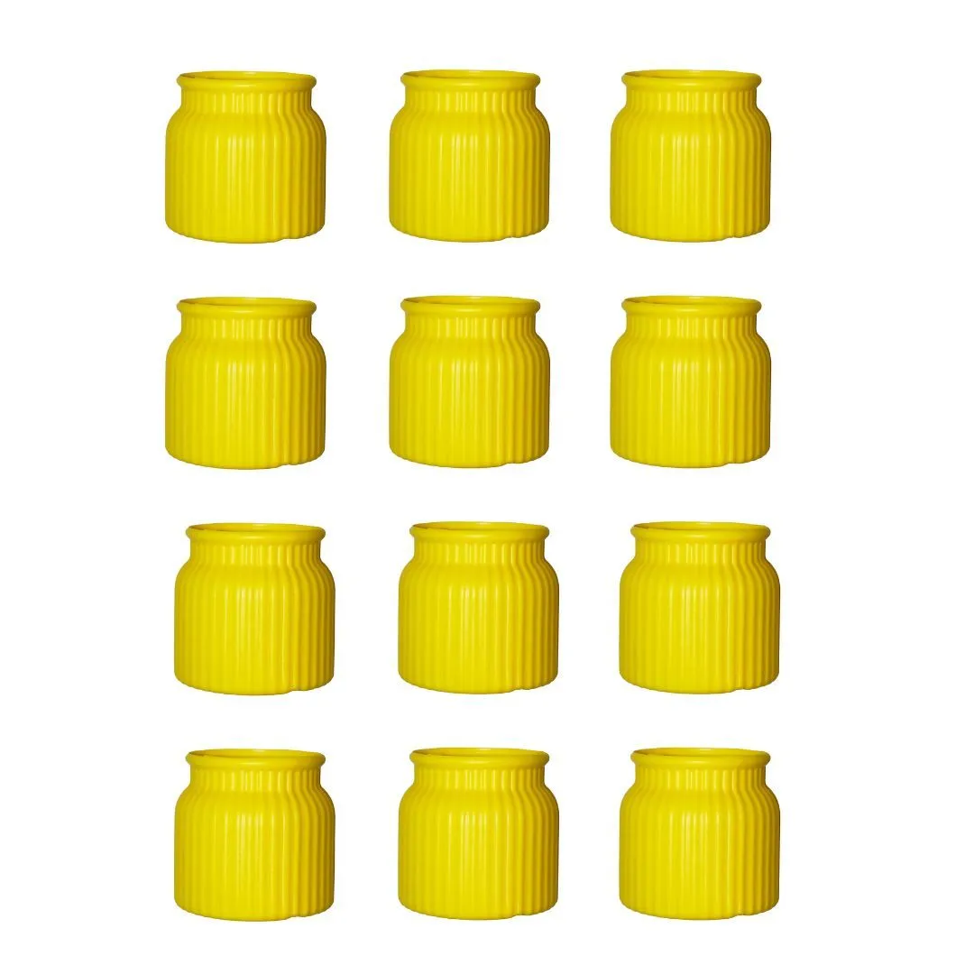 Set of 12 - 4 Inch Lemon Yellow Tesla Elvo Plastic Vase