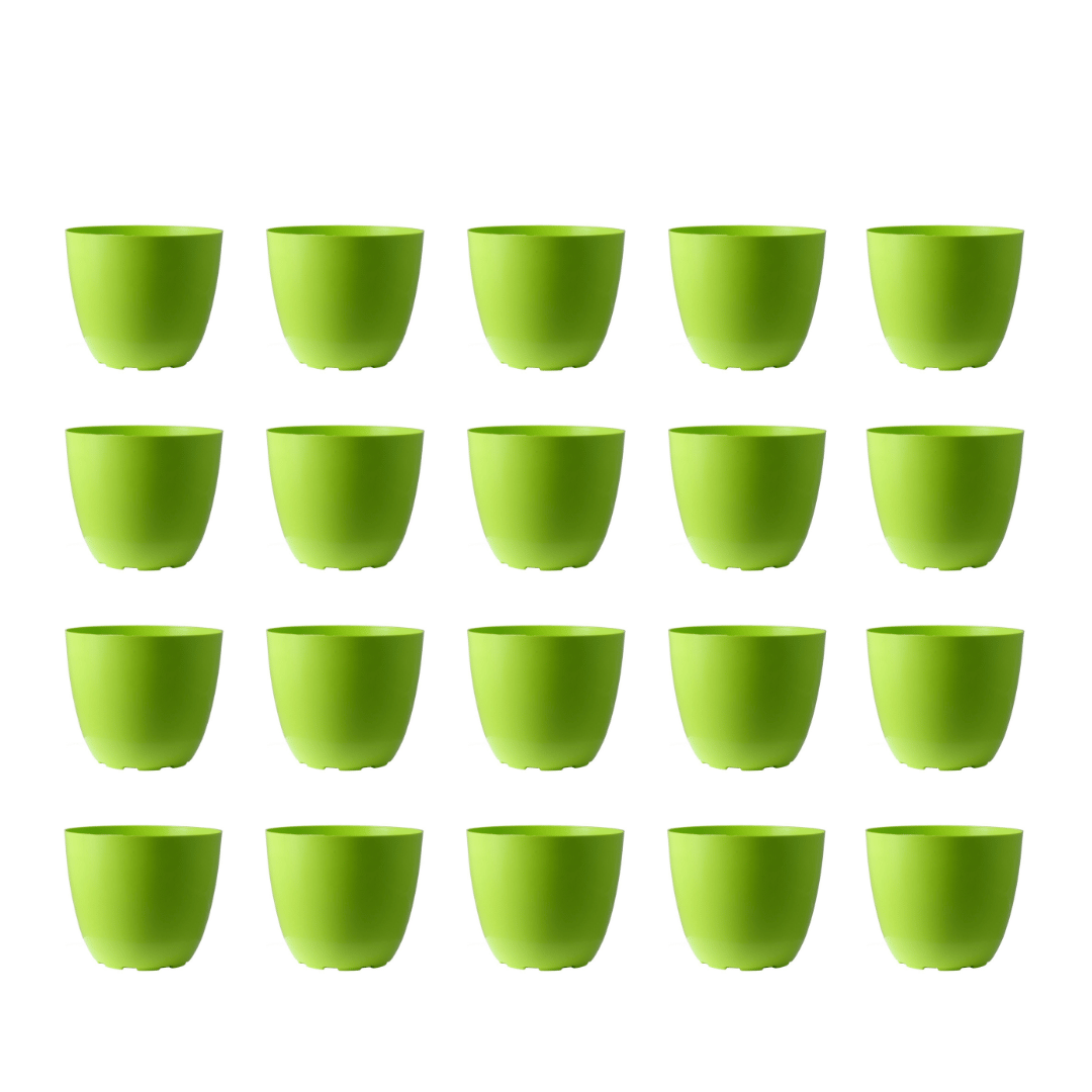 Set of 20 - 4 Inch Green Premium Orchid Round Plastic Pot
