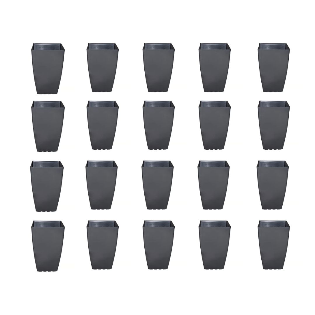 Set of 20 - 15 Inch Grey Square Tower Plastic Pot