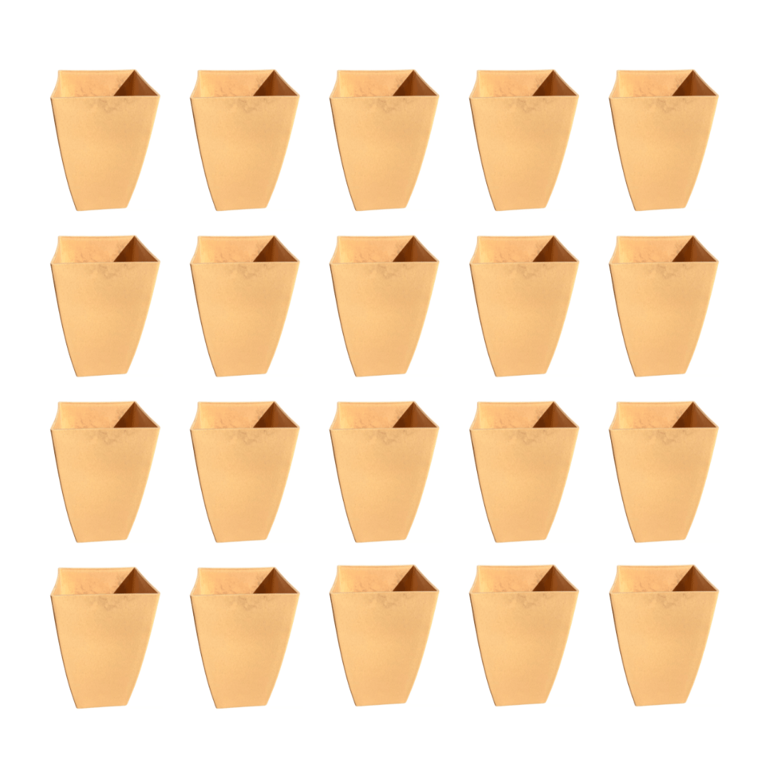 Set of 20 - 15 Inch Beige Square Tower Plastic Pot