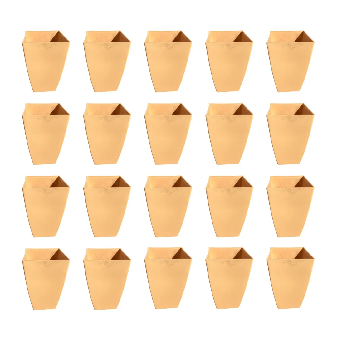 Set of 20 - 15 Inch Beige Square Tower Plastic Pot