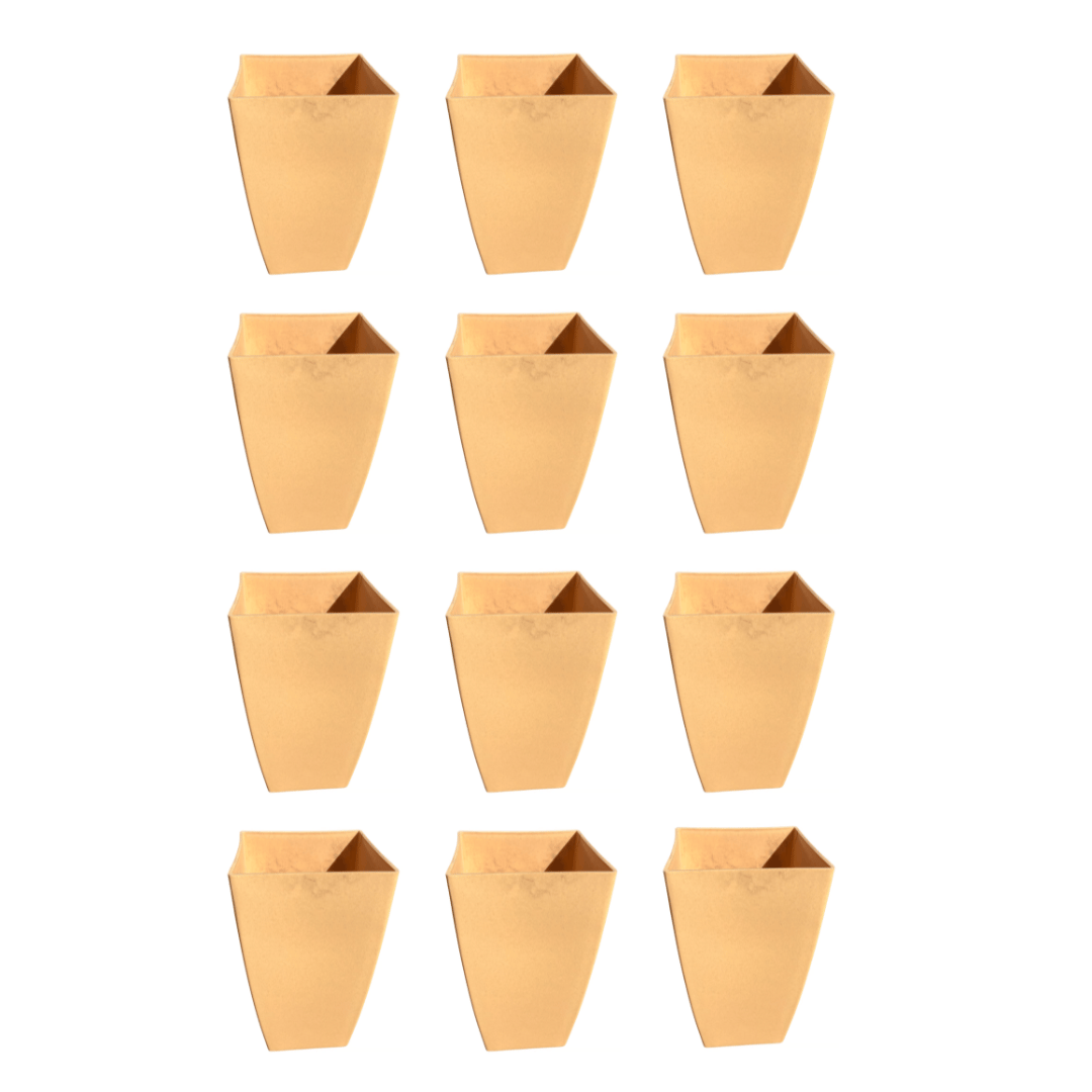 Set of 12 - 15 Inch Beige Square Tower Plastic Pot