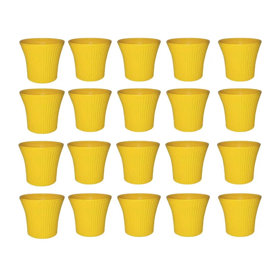 Set of 20 - 8 Inch Yellow Sunrise Plastic Pot