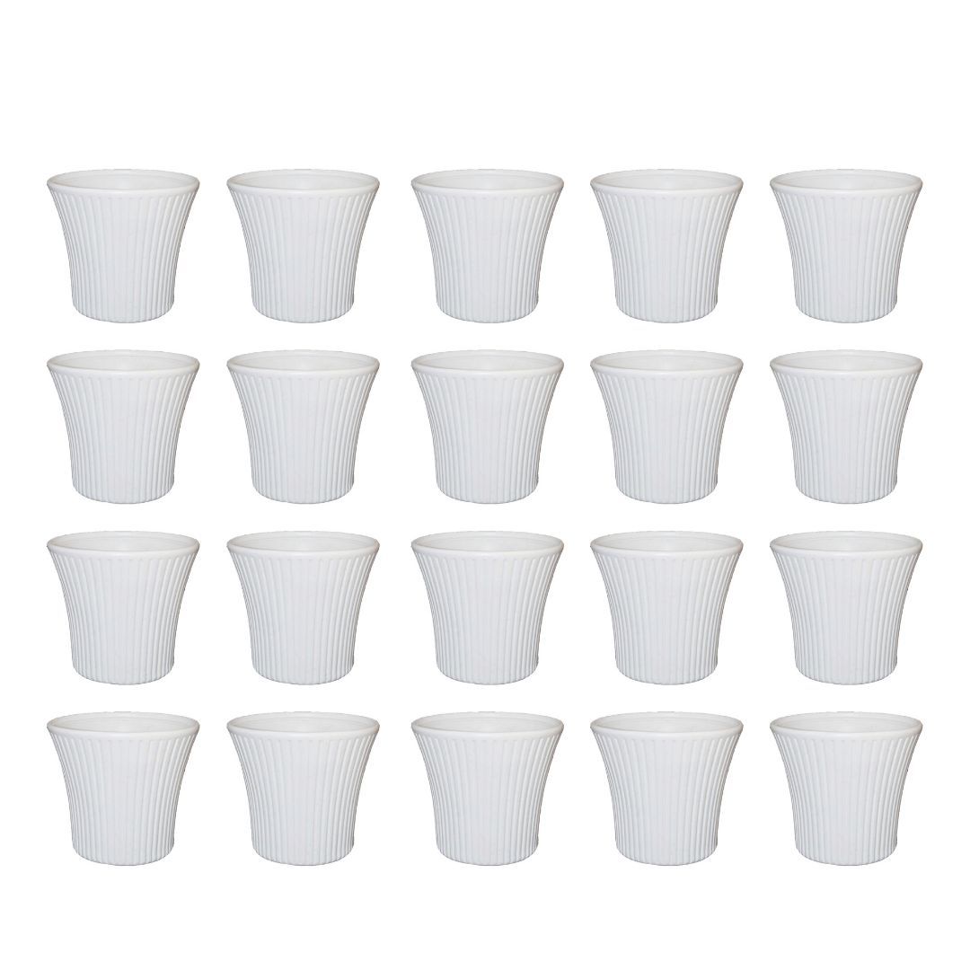 Set of 20 - 8 Inch White Sunrise Plastic Pot