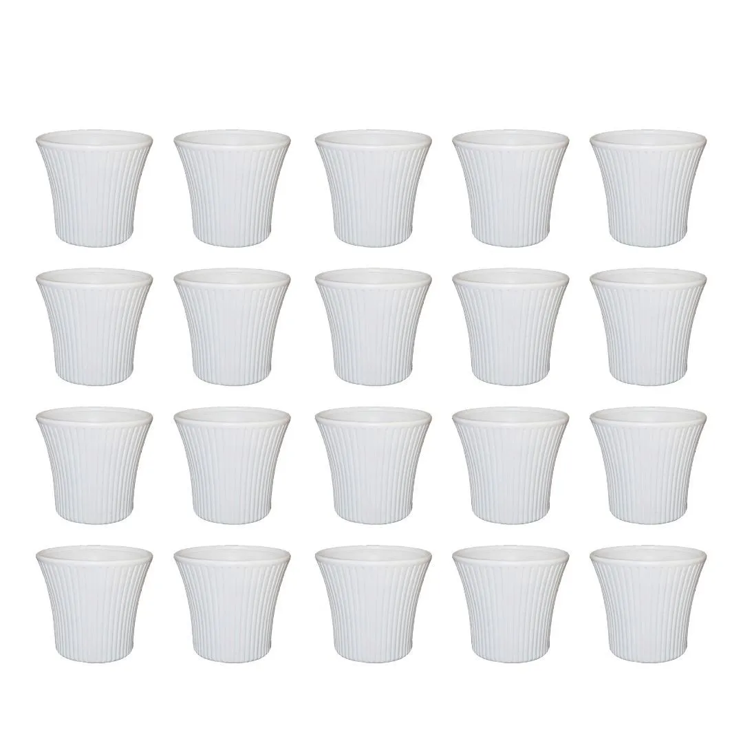 Set of 20 - 8 Inch White Sunrise Plastic Pot
