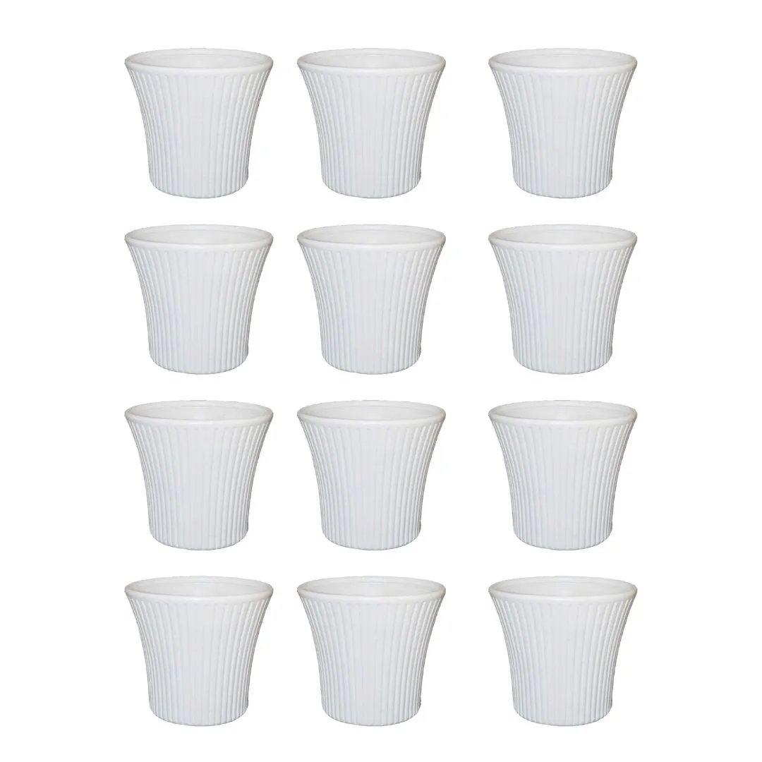 Set of 12 - 8 Inch White Sunrise Plastic Pot
