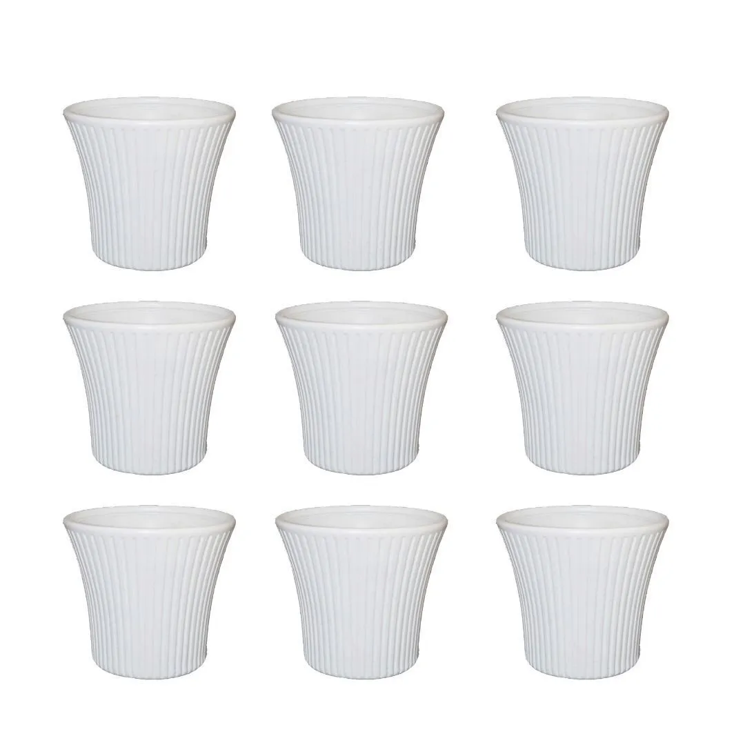 Set of 9 - 8 Inch White Sunrise Plastic Pot