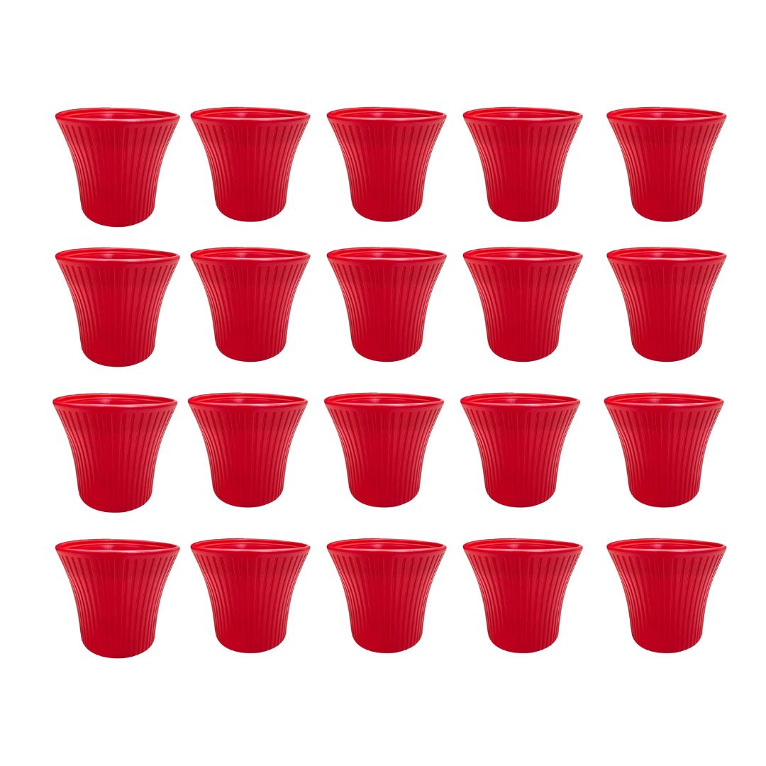 Set of 20 - 8 Inch Red Sunrise Plastic Pot