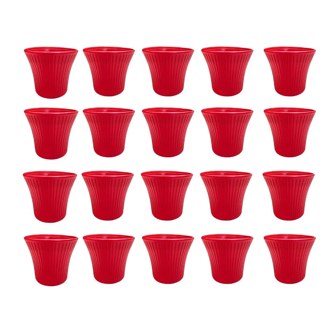 Set of 20 - 8 Inch Red Sunrise Plastic Pot