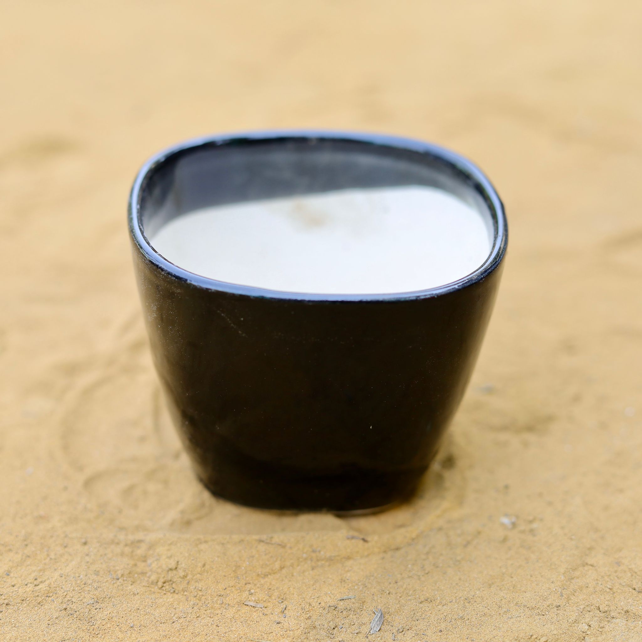 3 Inch Black Mini Handmade Taper Ceramic Pot - Minimalist Glossy Succulent Pot, Indoor Flower Pot for Home and Office Decor