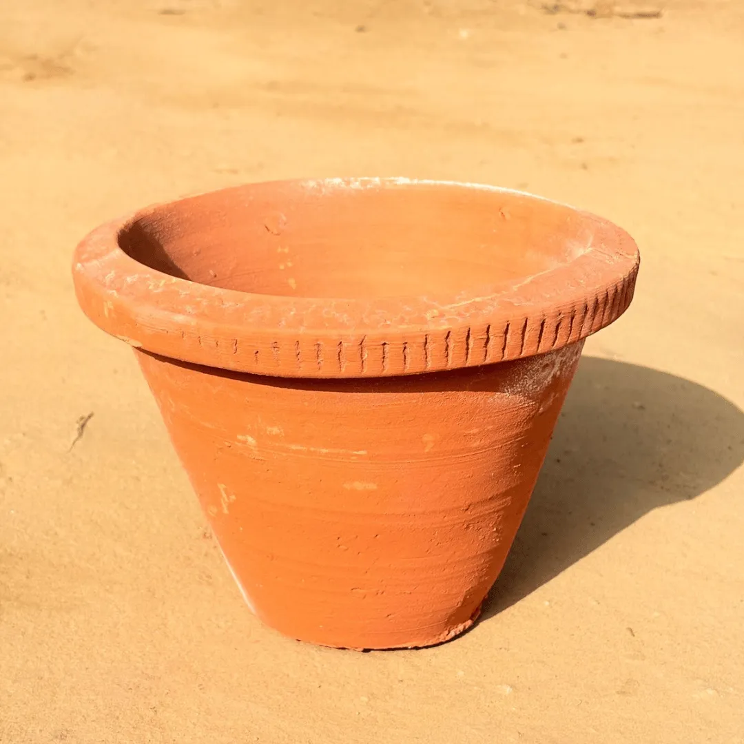 12 Inch Mrittika Terracotta Clay Pot - Handcrafted, Eco-Friendly Planter for Indoor & Outdoor Use