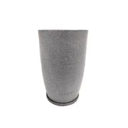 14 X 24 Inch Grey Premium Vazo Fiberglass Planter with Tray- Durable large size decoratiive fiber pot for indoor outdoor plants with 5 year warranty