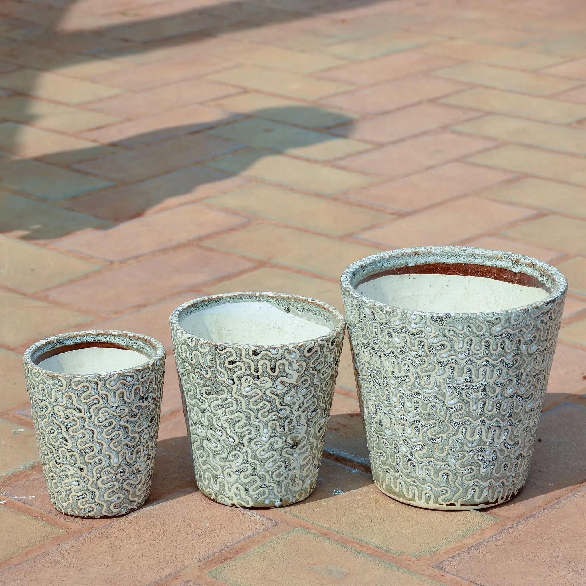 Set of 3 - 5,7 & 9 Inch Classy Glass Designer Ceramic Pot (any colour & design)