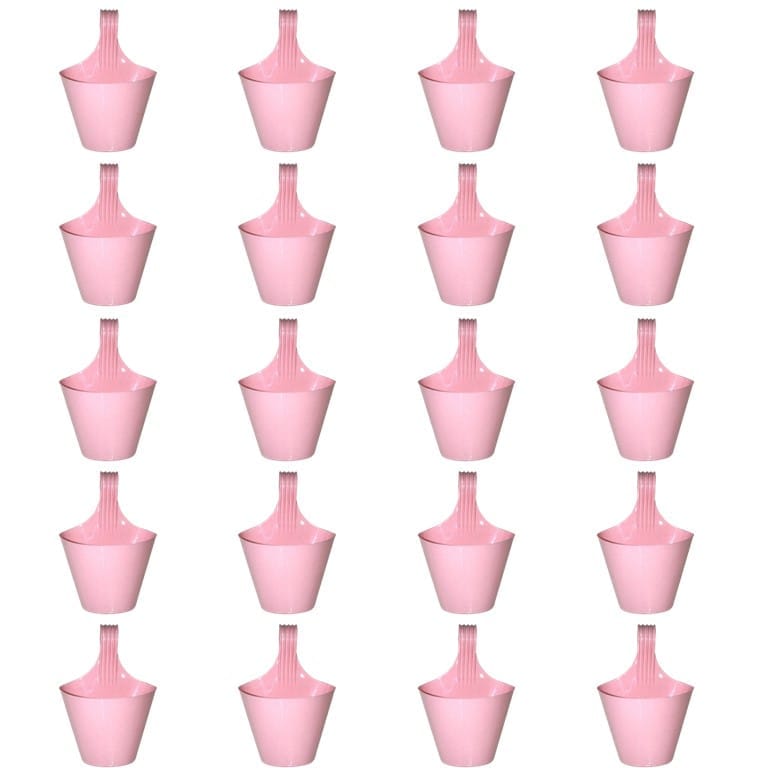 Set of 20 - 8 Inch Pink Marble Single Hook Hanging Plastic Pot