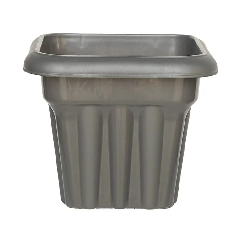 10 Inch Grey Heavy Square Plastic Pot