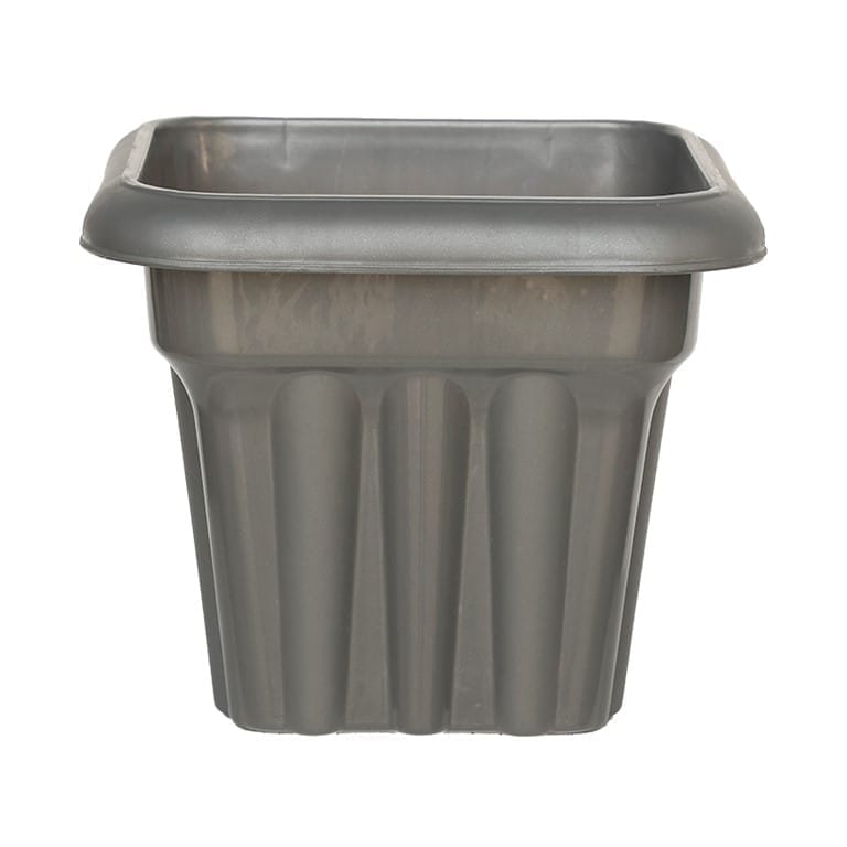 8 Inch Grey Heavy Square Plastic Pot