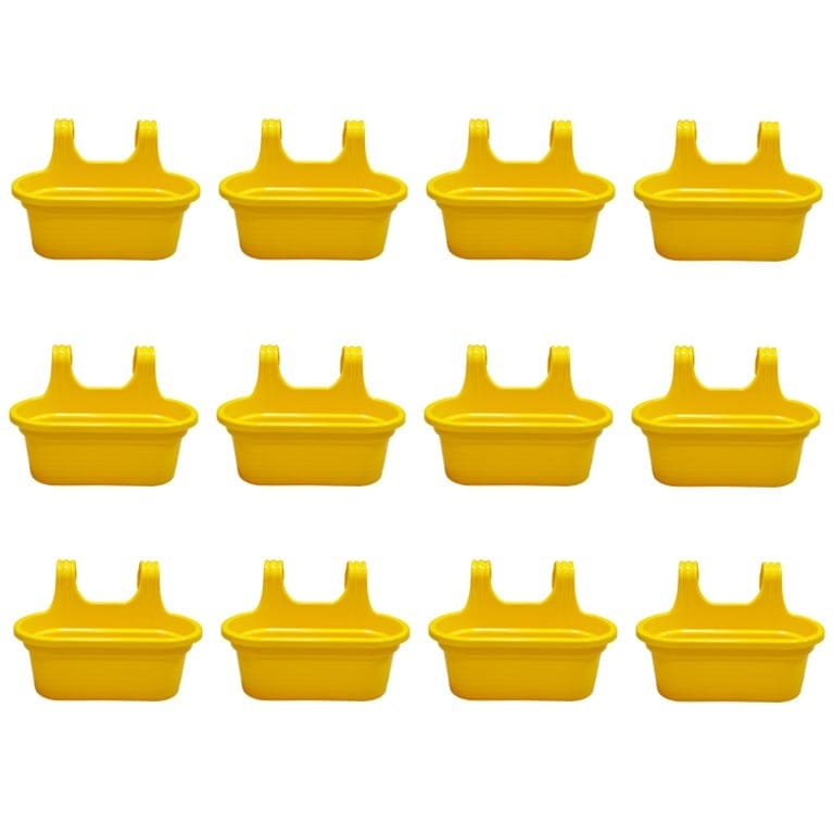Set of 12 - 14 X 10 Inch Yellow Double Hook Hanging Plastic Pot