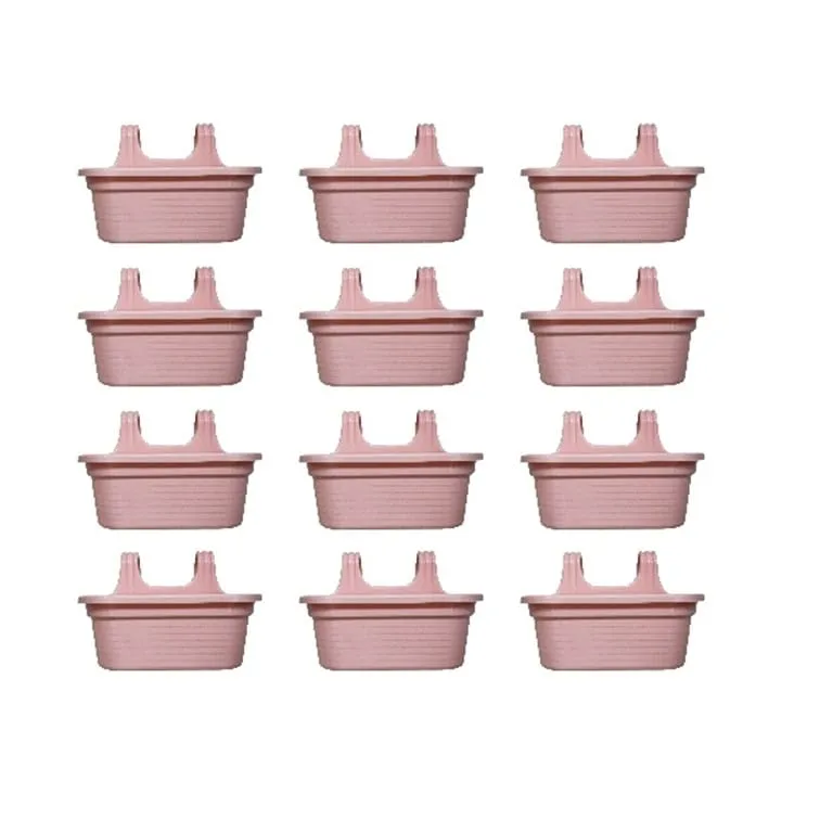 Set of 12 - 14 X 10 Inch Pink Marble Double Hook Hanging Plastic Pot