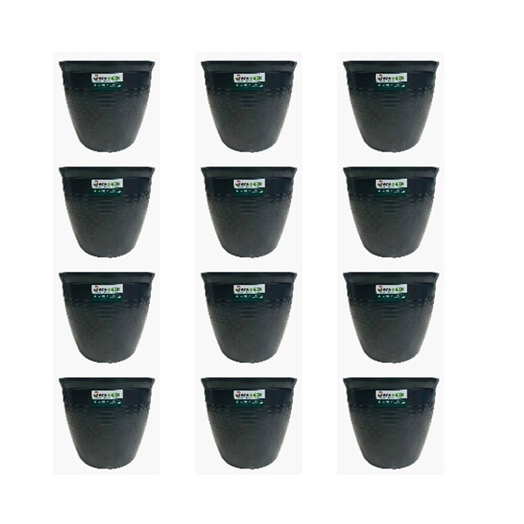Set of 12 - 08 Inch Grey Premium Milo Round Plastic Pot