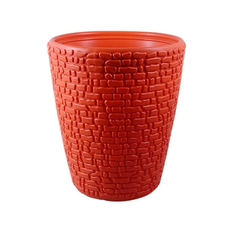 8 Inch Orange Premium Marble Plastic Pot