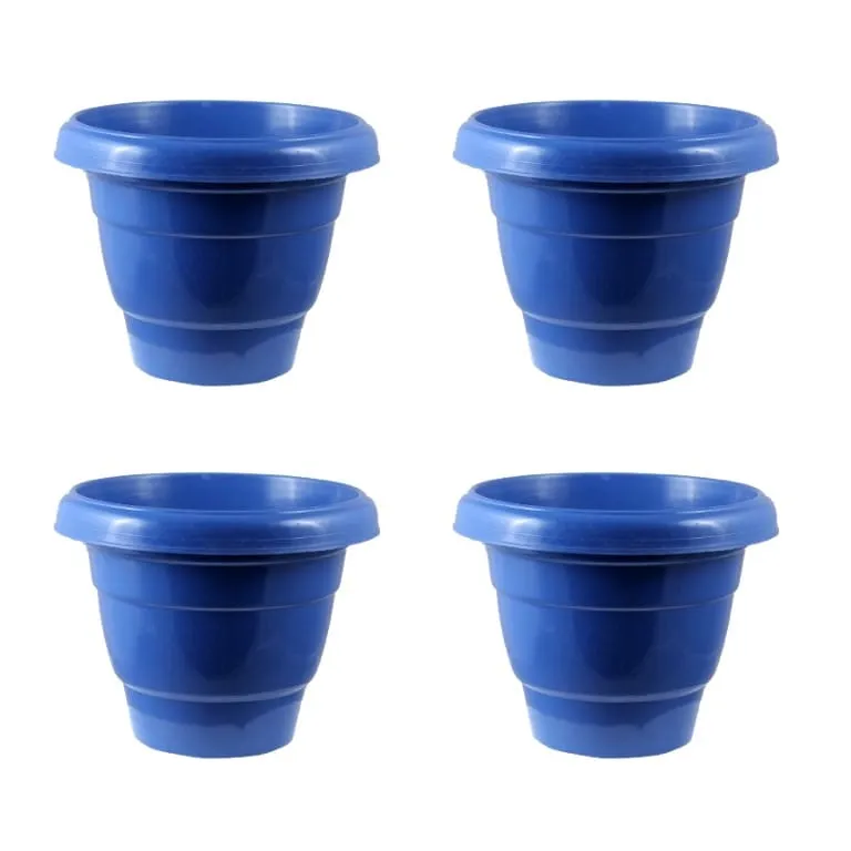 Set of 04 - 08 Inch Blue Classy Plastic Pot