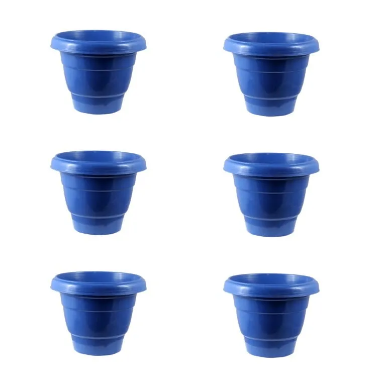 Set of 06 - 08 Inch Blue Classy Plastic Pot