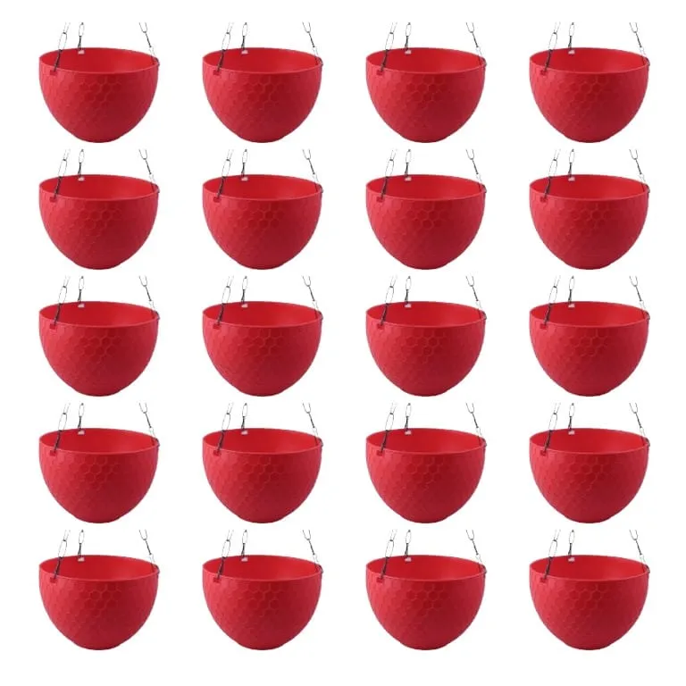 Set of 20 - 6 X 4 Inch Red Premium Cerana Plastic Hanging Basket