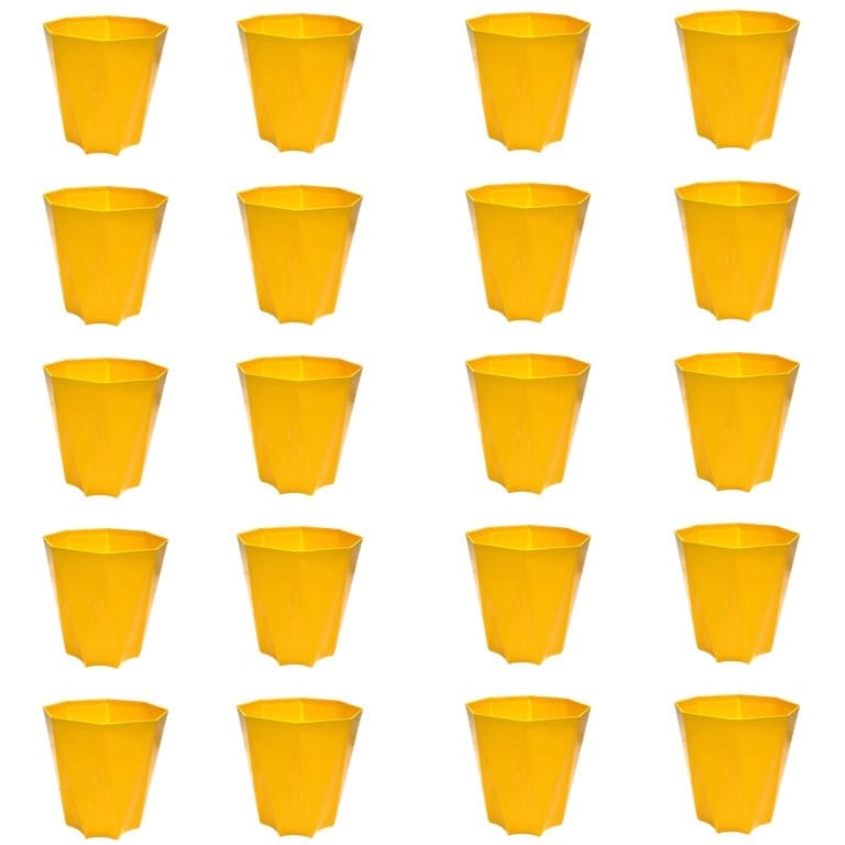 Set of 20 - 4 Inch Yellow Premium Diamanti Plastic Pot