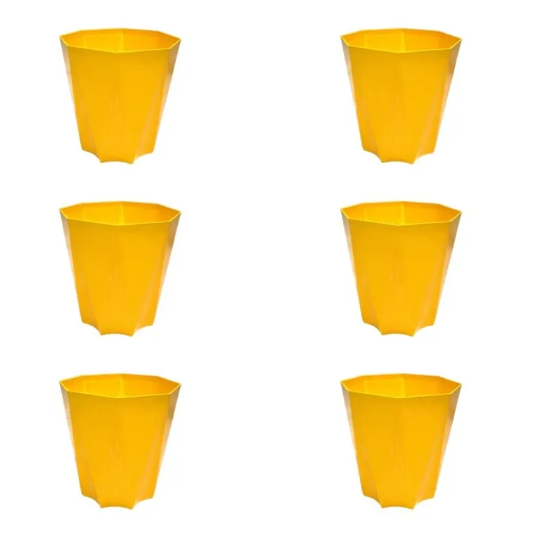 Set of 6 - 4 Inch Yellow Premium Diamanti Plastic Pot