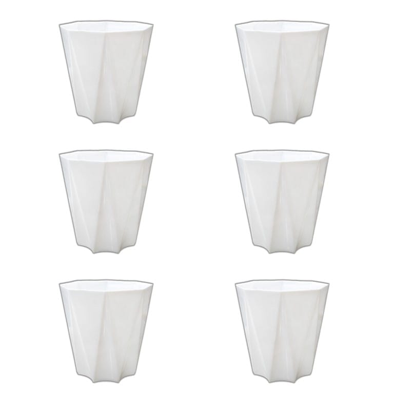 Set of 6 - 4 Inch White Premium Diamanti Plastic Pot