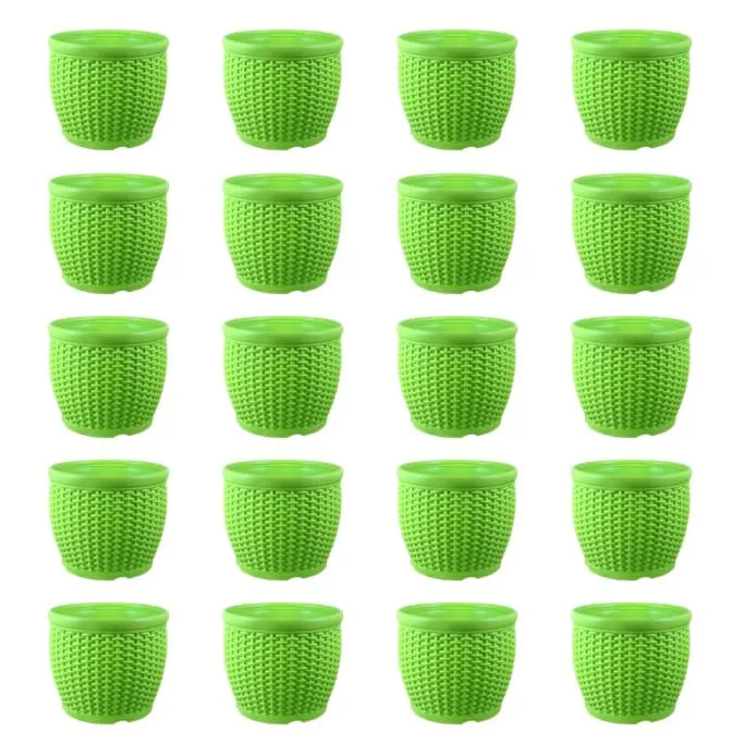 Set of 20 - 8 Inch Green Premium Matt Classic Plastic Pot