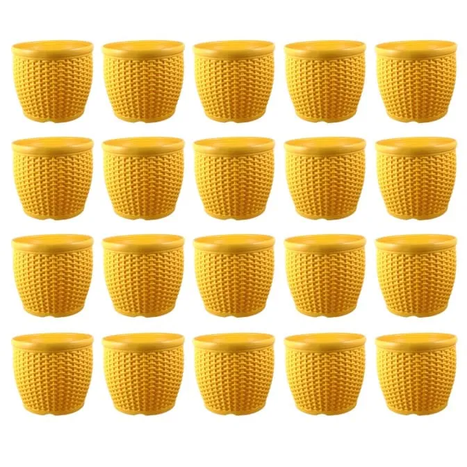Set of 20 - 8 Inch Yellow Premium Matt Classic Plastic Pot
