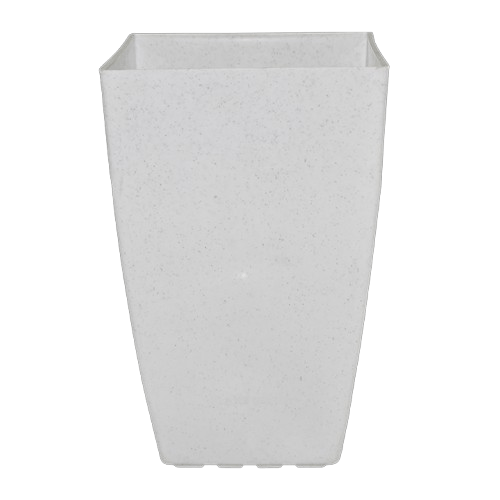 15 Inch Milky White Square Tower Plastic Pot