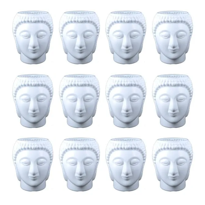Set of 12 - 6 Inch White Premium Buddha Plastic Pot