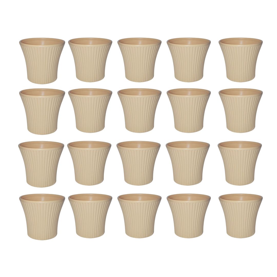 Set of 20 - 8 Inch Beige Sunrise Plastic Pot