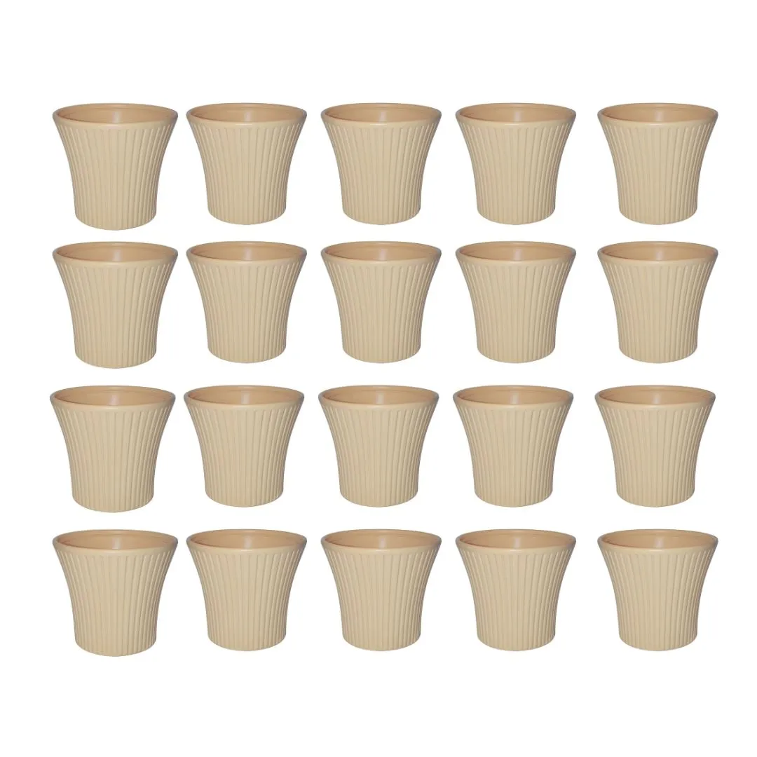Set of 20 - 8 Inch Beige Sunrise Plastic Pot