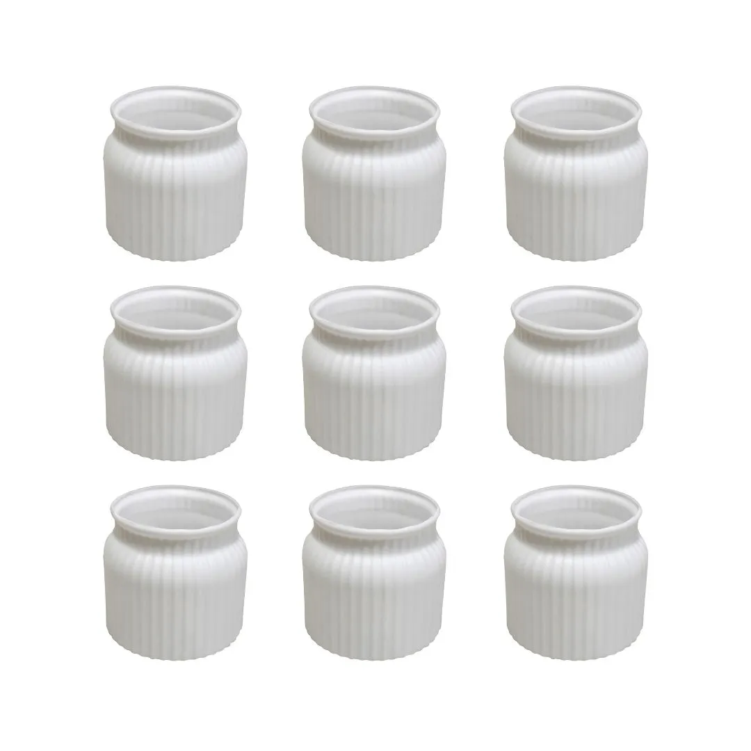 Set of 9 - 4 Inch White Marshmallow Hug Elvo Plastic Vase