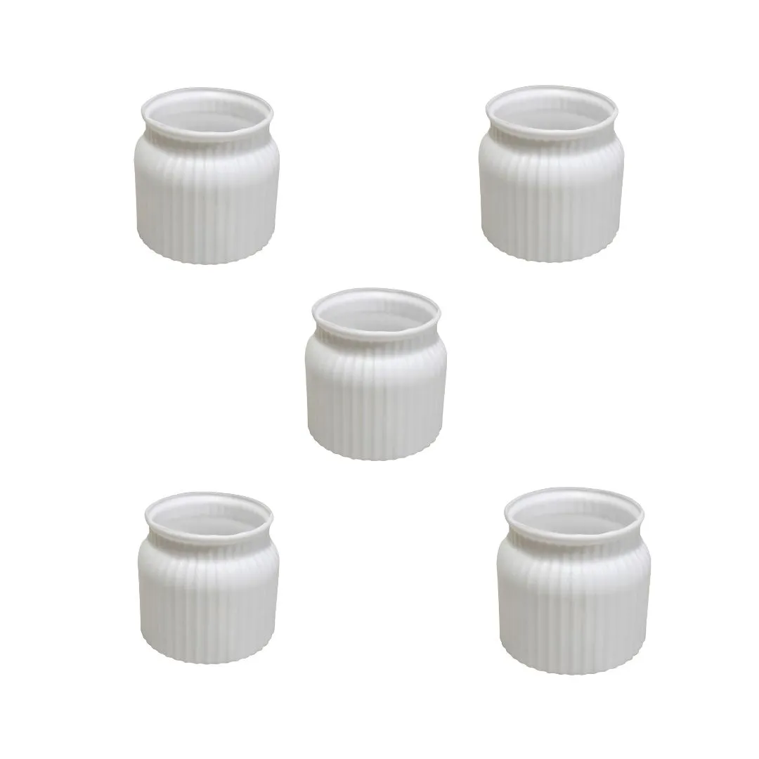 Set of 5 - 4 Inch White Marshmallow Hug Elvo Plastic Vase