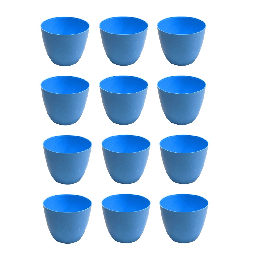 Set of 12 - 4 Inch Dark Blue Premium Orchid Round Plastic Pot